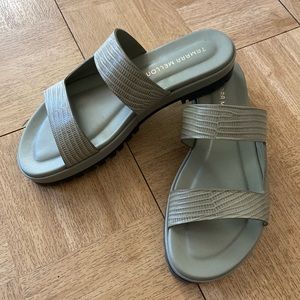 NEW Tamara Mellon Roam sandals in olive.